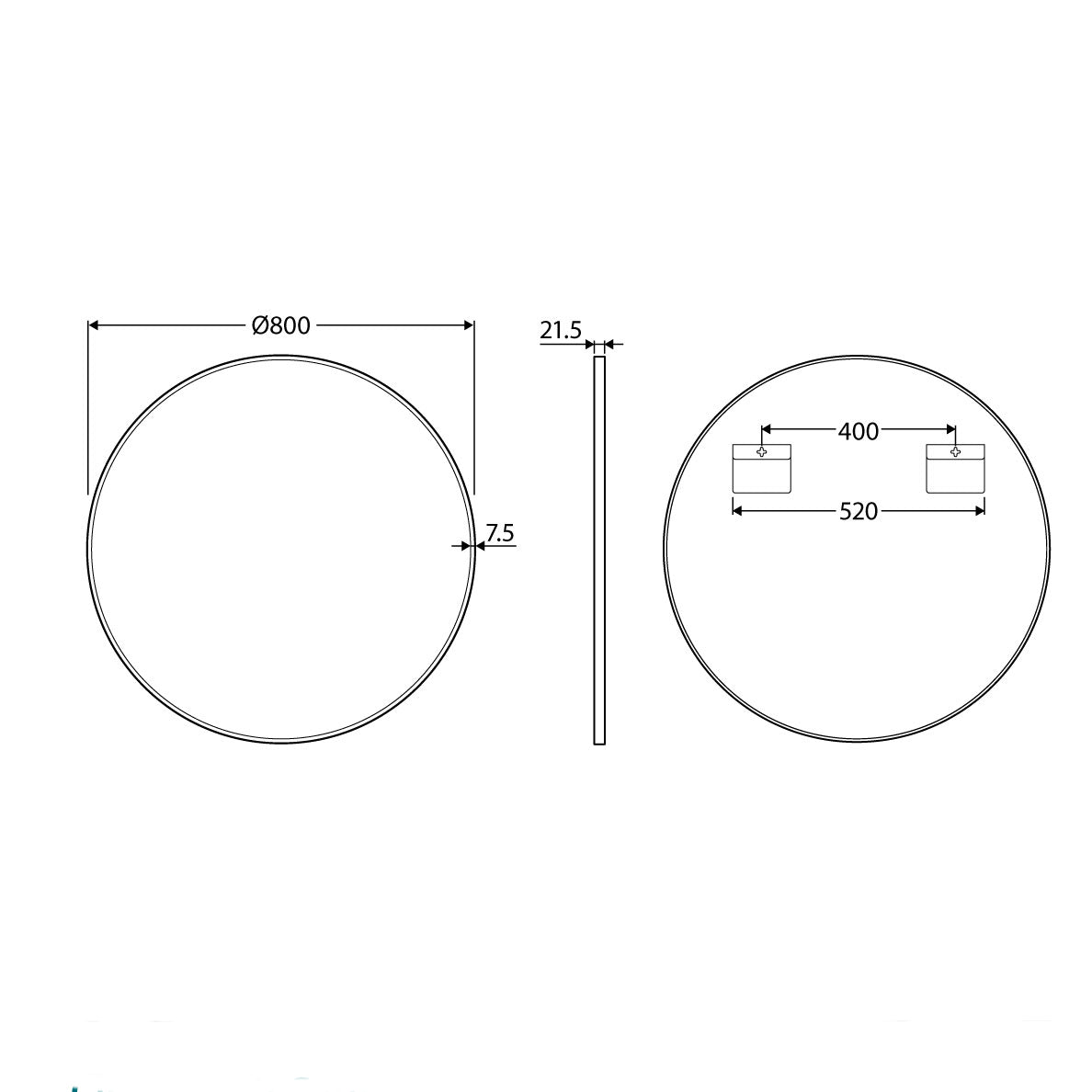Fienza Reba Matte Black Framed Mirror, 800mm