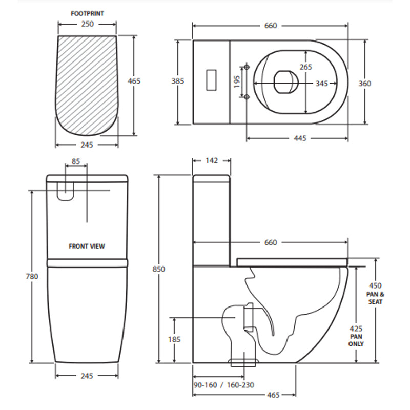Fienza Koko Back-to-Wall Toilet Suite, Matte White