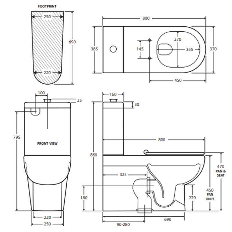 Fienza Stella Care Back-to-Wall Toilet Suite, Blue Seat