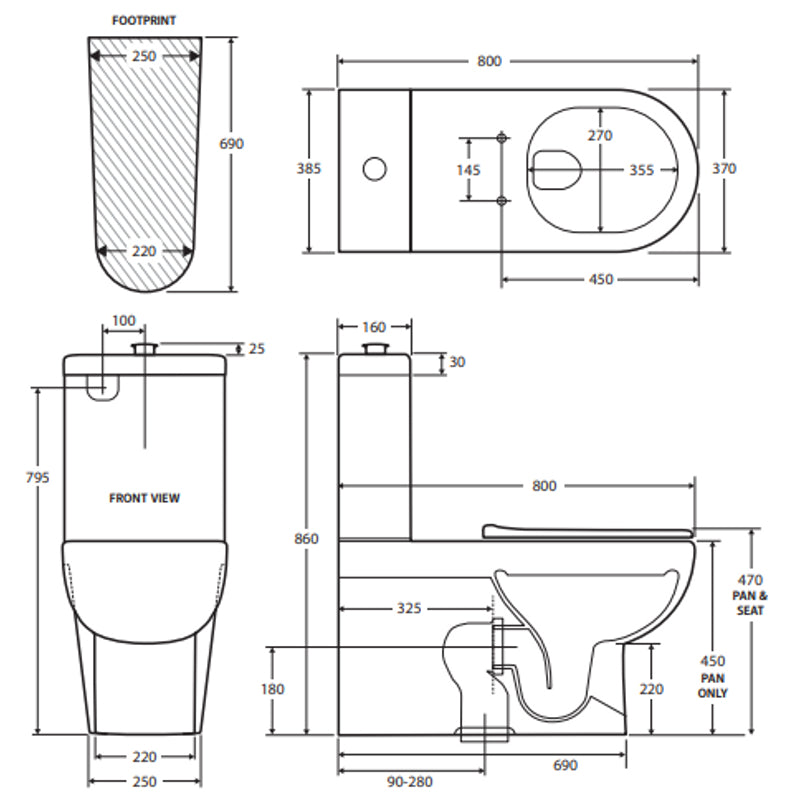 Fienza Stella Care Back-to-Wall Toilet Suite, Grey Seat