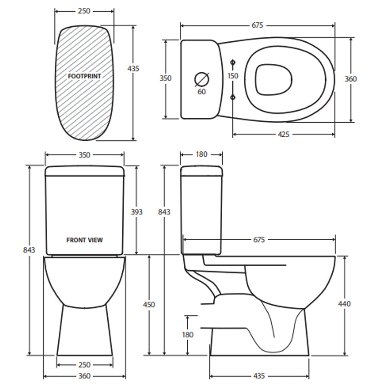 Fienza Stella Close-Coupled Toilet Suite, P-Trap