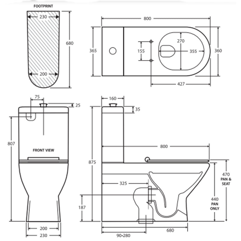 Fienza Delta Care Back-to-Wall Toilet Suite, Blue Seat