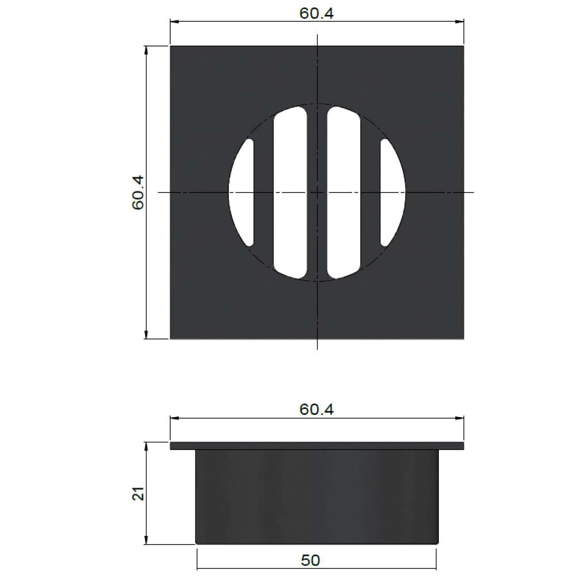 Meir Square Floor Grate Shower Drain 50mm outlet - PVD Brushed Nickel