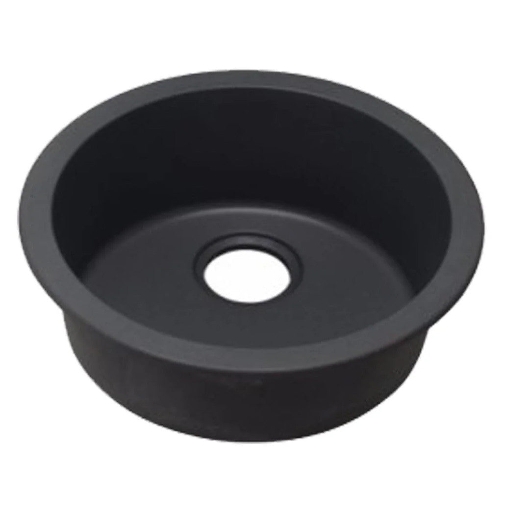 Black Granite Quartz Stone Kitchen/laundry Sink Round Single Bowl Top/under Mount 460mm