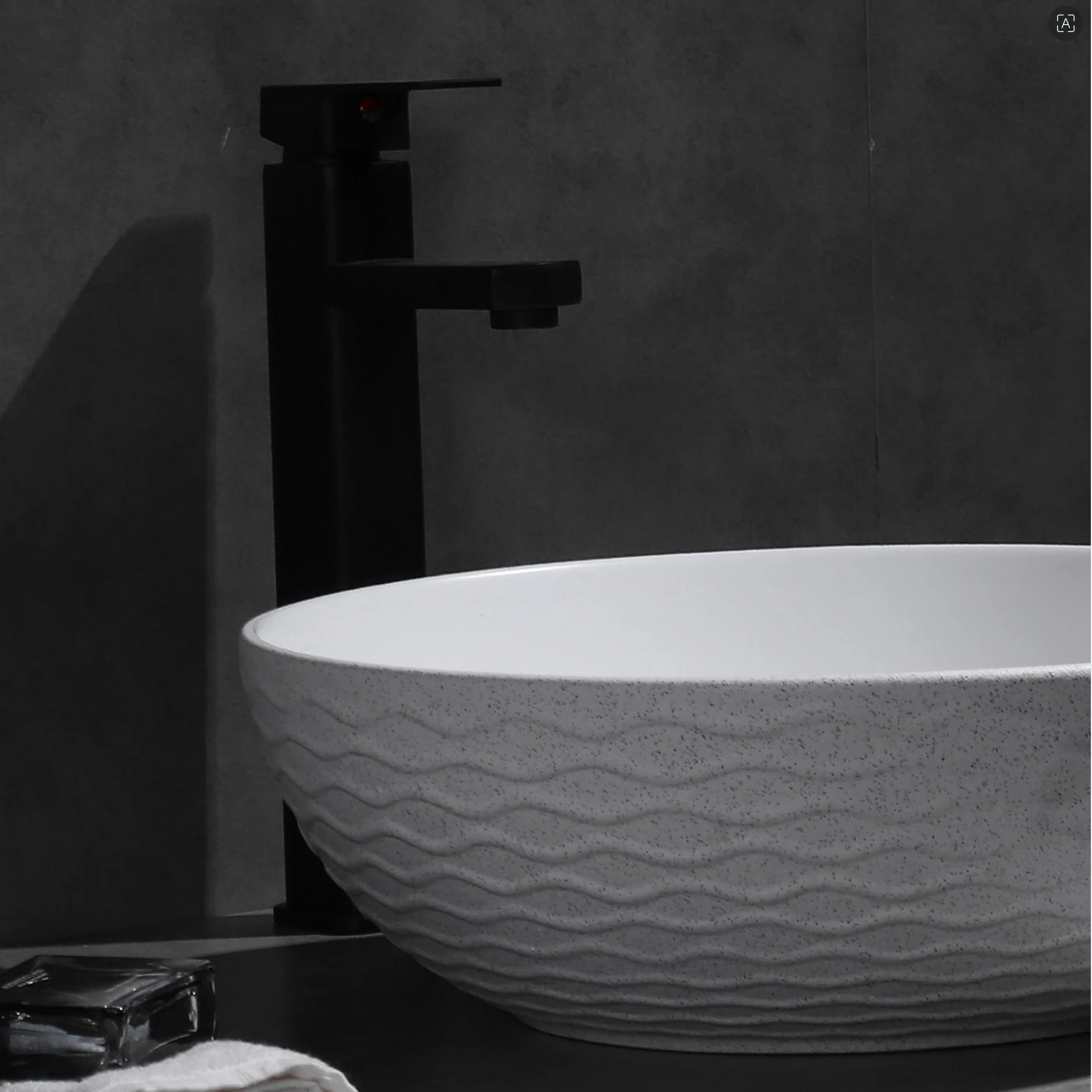 Claya above-counter ceramic basin - Polar-40-Wavy Textured White
