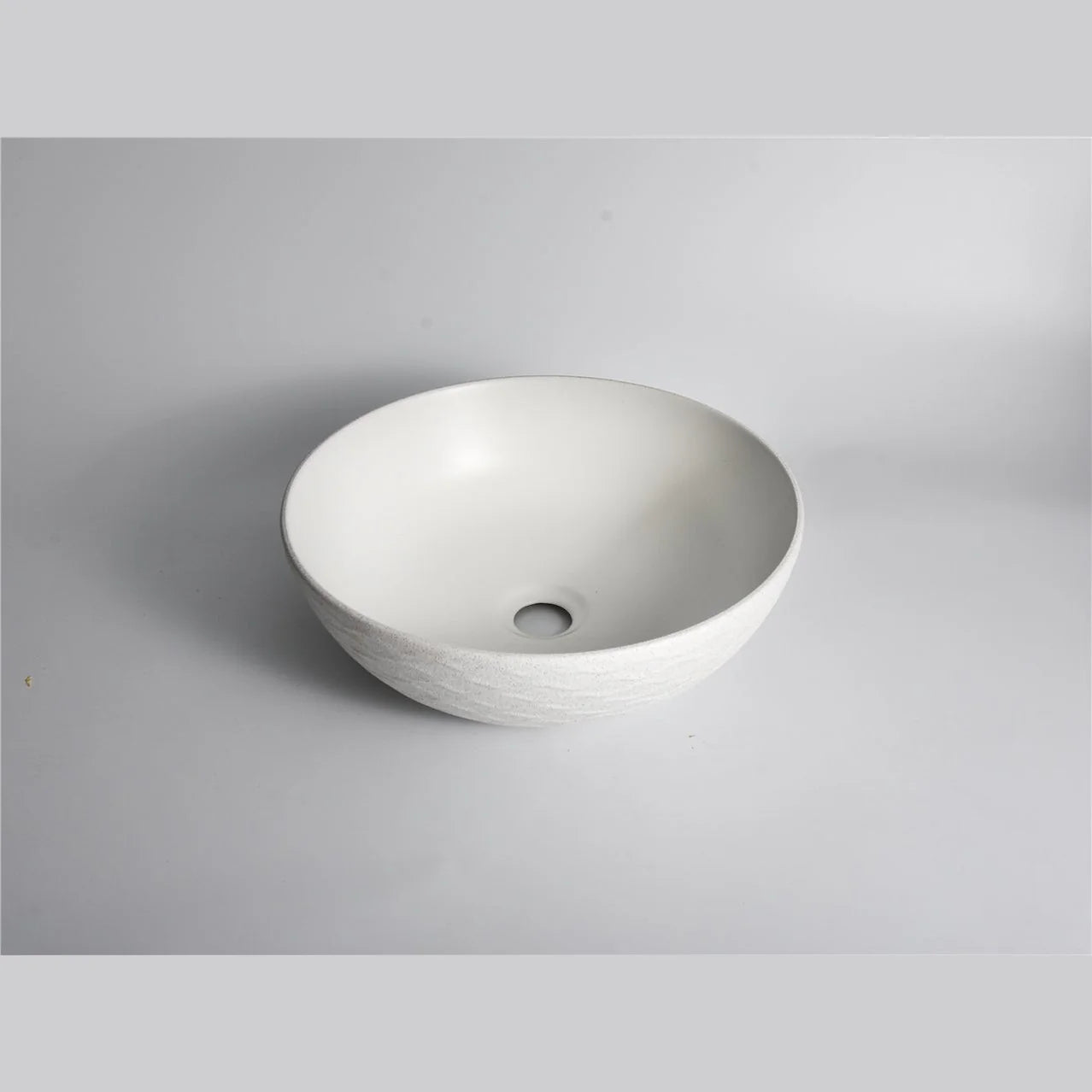Claya above-counter ceramic basin - Polar-40-Wavy Textured White