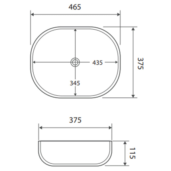 Fienza Koko 465 Matte Black Above Counter Basin