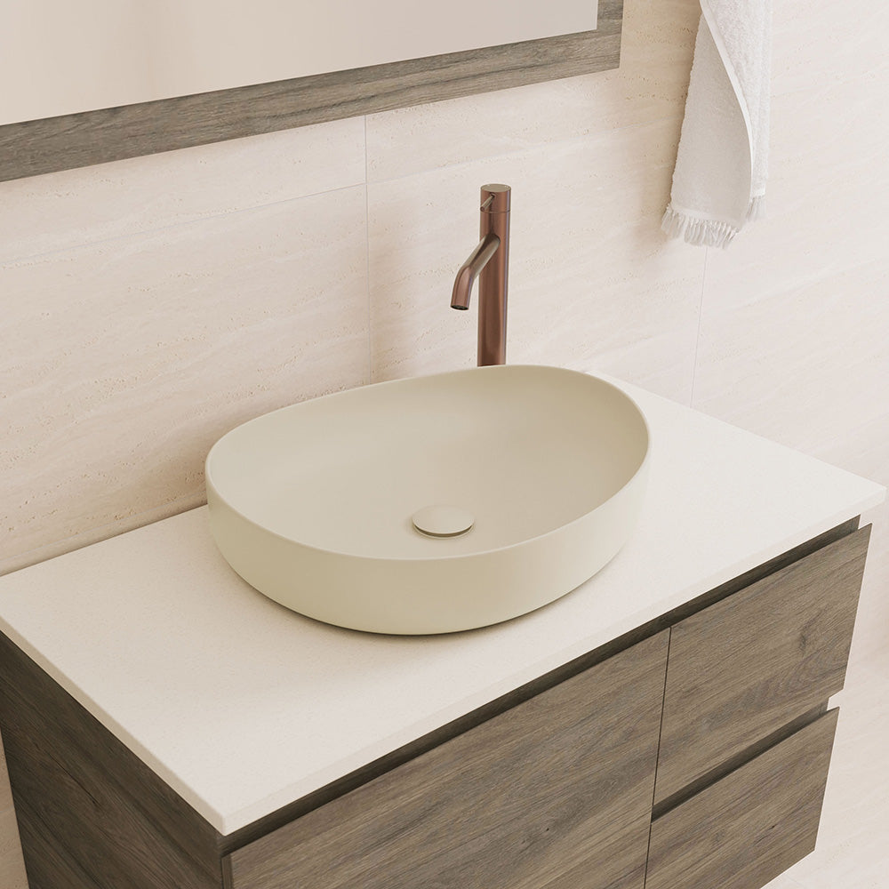 Pebble Medium Above Counter Basin, Matte Khaki RB487MK