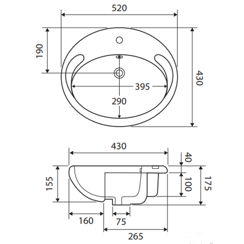 Fienza Micki Semi-Recessed Basin