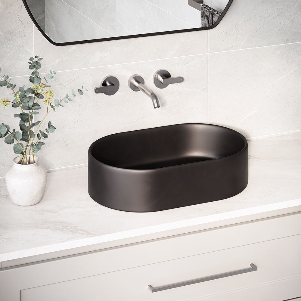 Aluca Pill Above Counter Basin, Matte Black RB8010B
