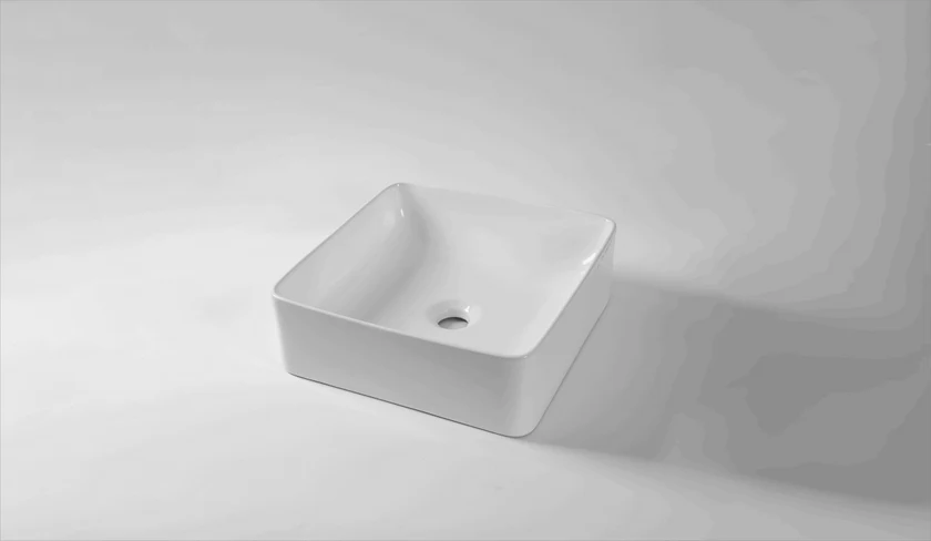 SQ-365 Square Above Counter Ceramic Basin – Gloss White