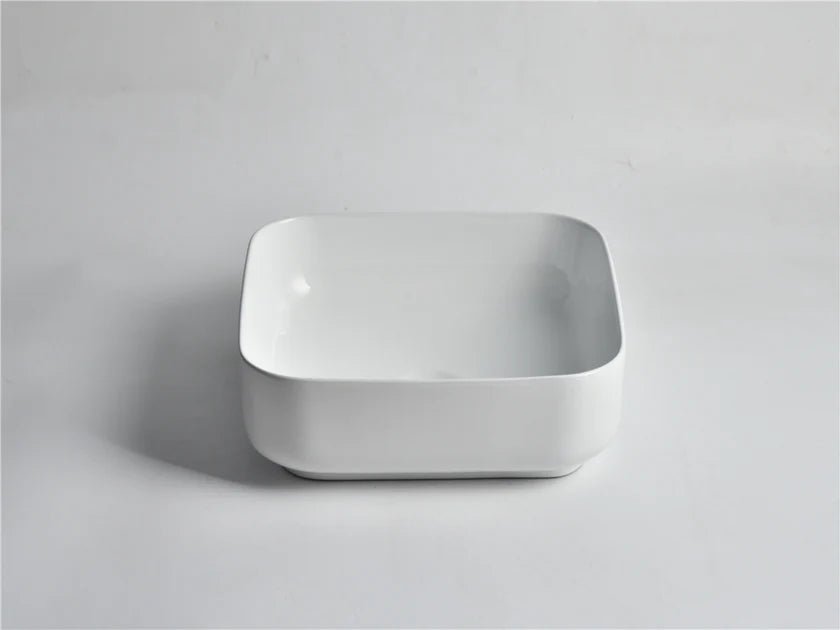 SQ-385 Square Above Counter Ceramic Basin – Gloss White