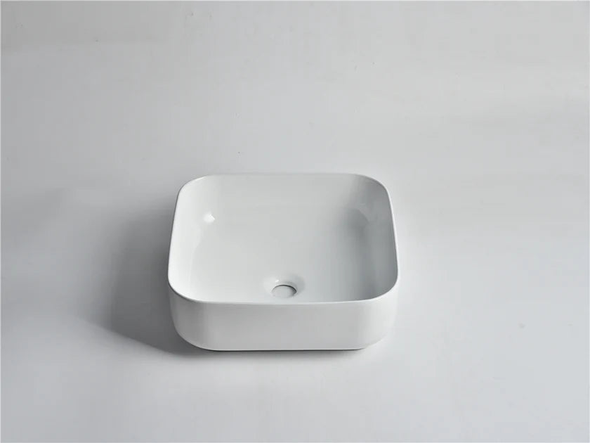 SQ-385 Square Above Counter Ceramic Basin – Gloss White