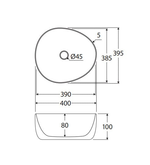 Pebble Small Above Counter Basin, Gloss White RB486