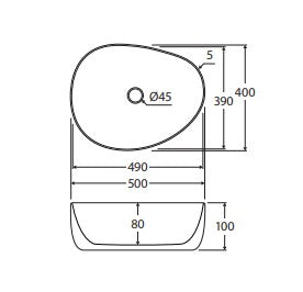 Pebble Medium Above Counter Basin, Matte Khaki RB487MK