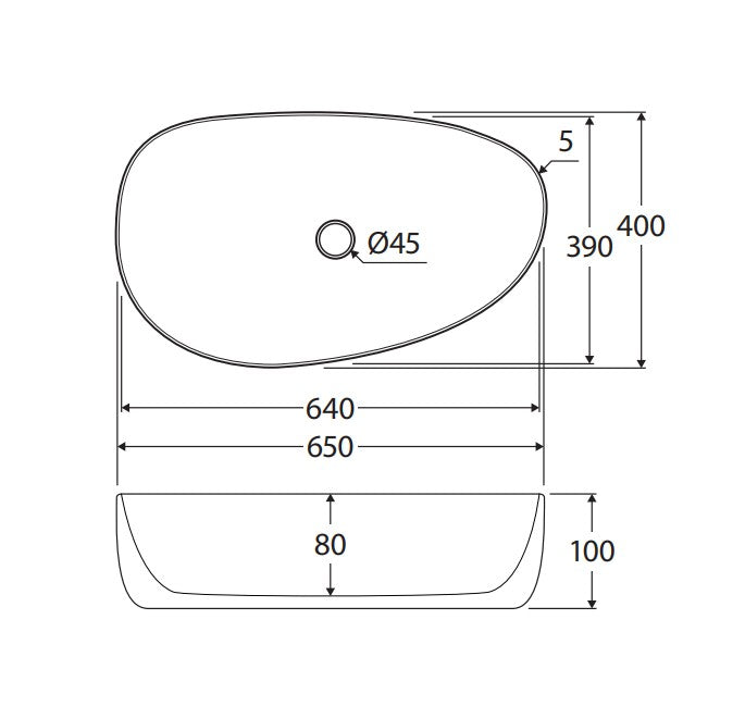 Pebble Large Above Counter Basin, Gloss White RB489