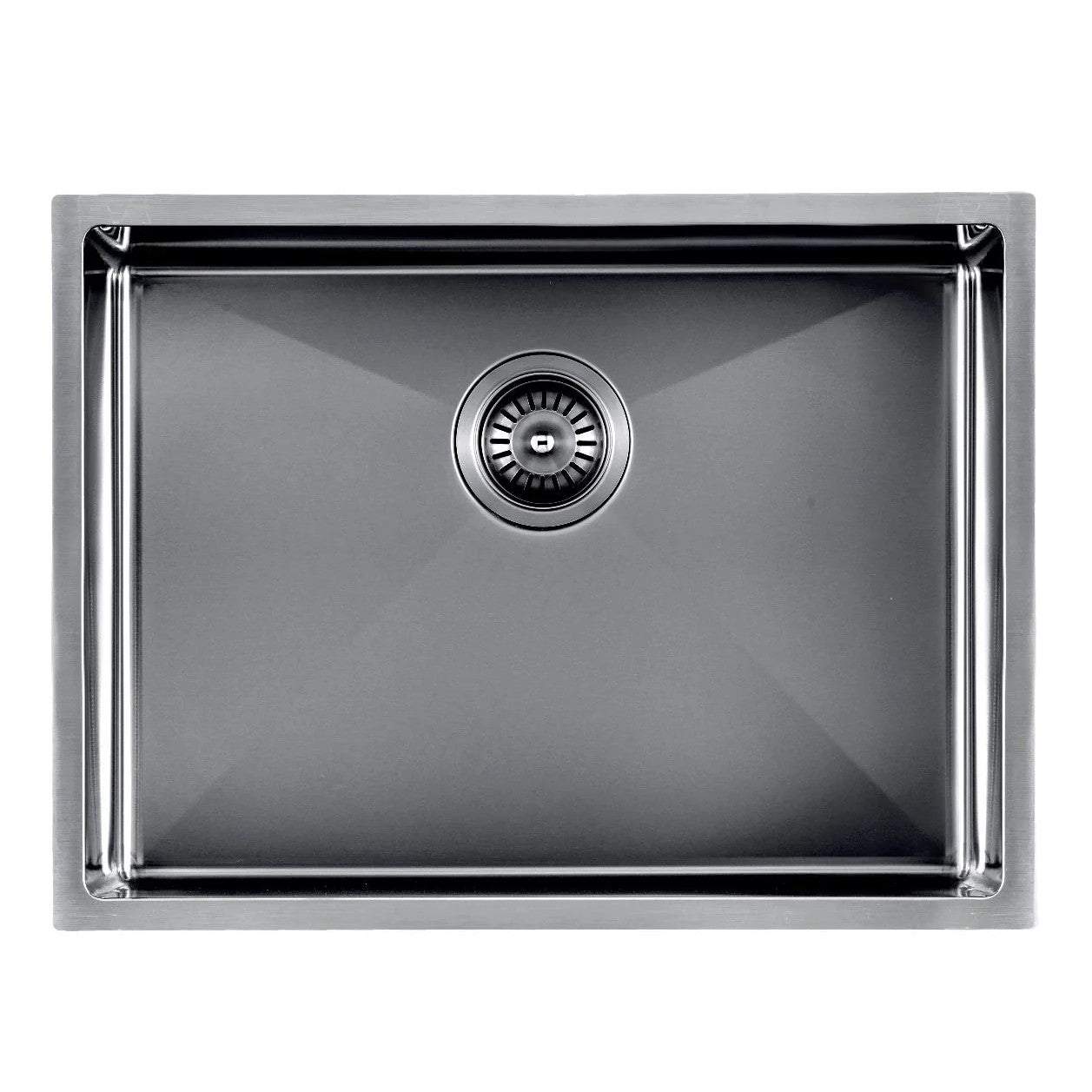 Satin - Gun Metal Grey 600x450x230mm Satin Stainless Steel Handmade Single Bowl Sink for Flush Mount and Undermount