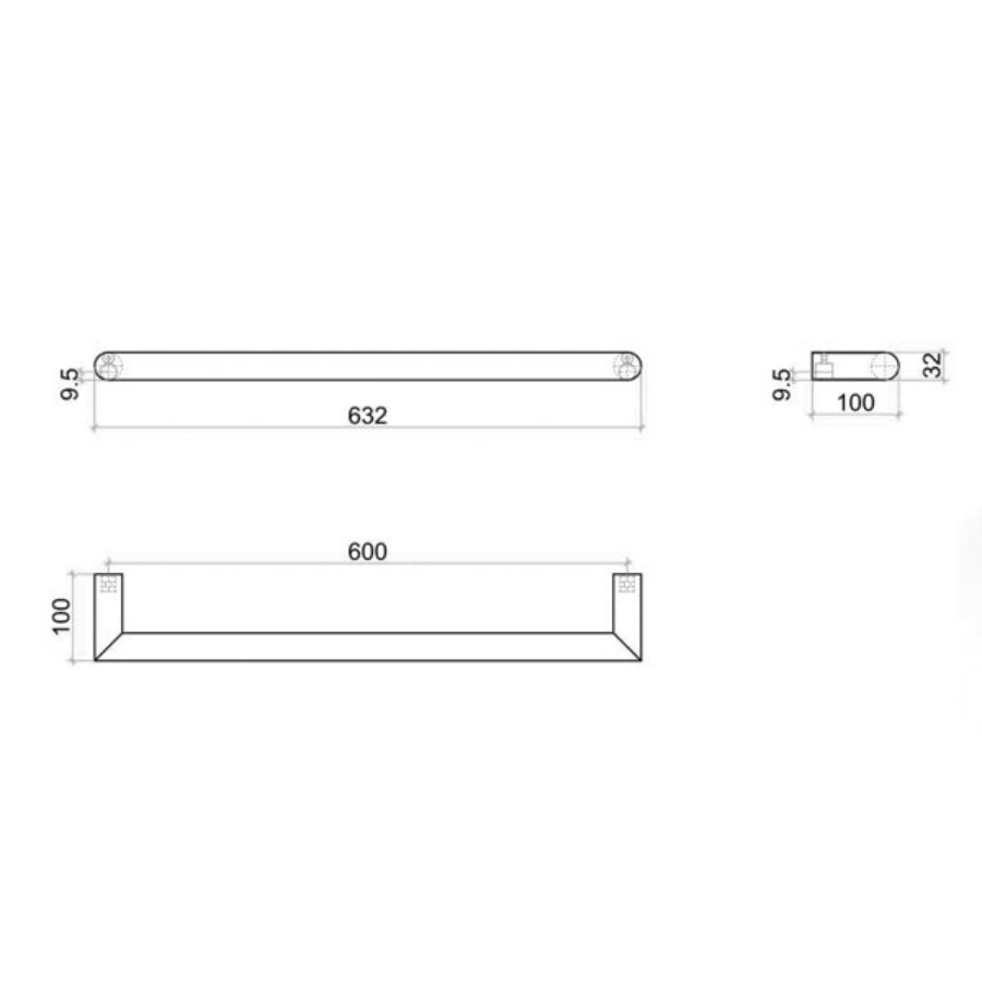 Thermogroup 12V Single Heated Towel Rail 632mm