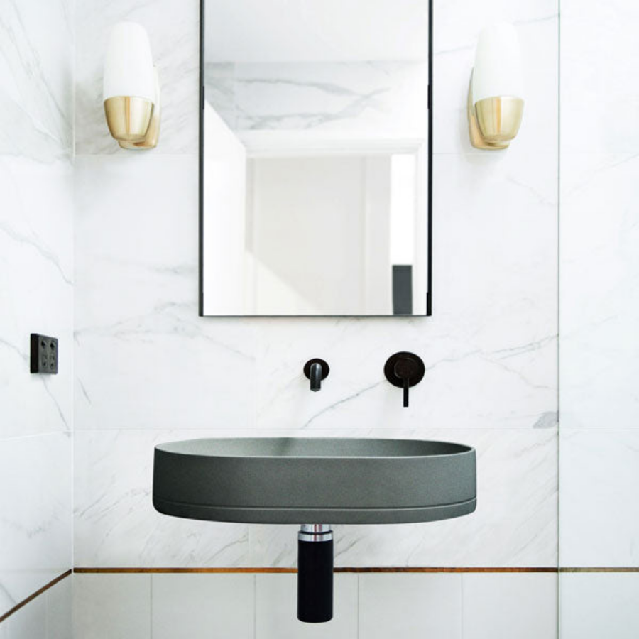 Nood Co Pill Basin Wall Hung Mid Tone Grey