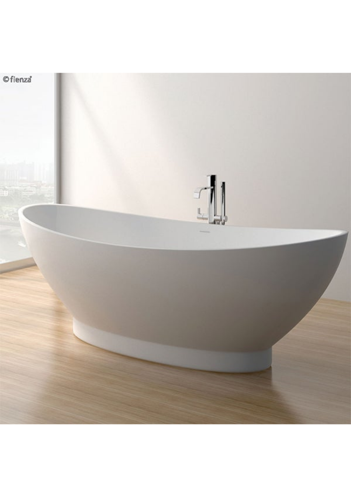 Fienza Antonia Matte White Stone Freestanding Bath 1550mm