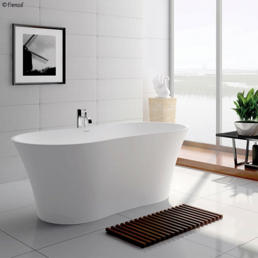 Fienza Orpheus Matte White Stone Freestanding Bath 1650mm