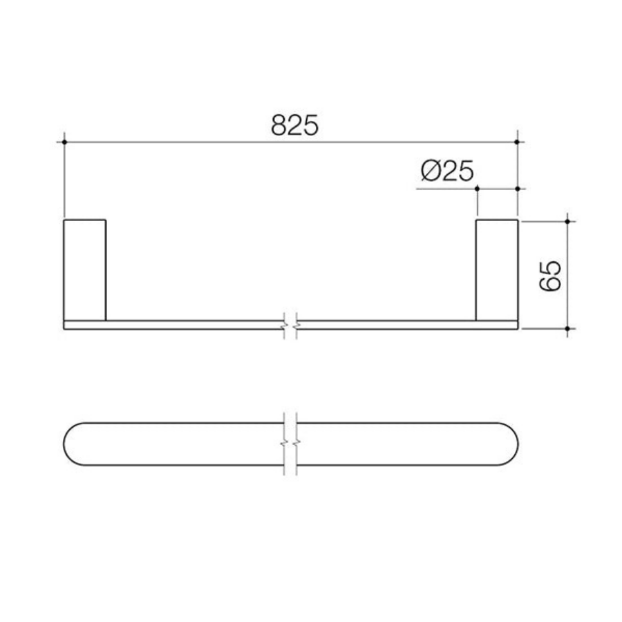 Caroma Urbane II Single Towel Rail 825mm Brushed Brass