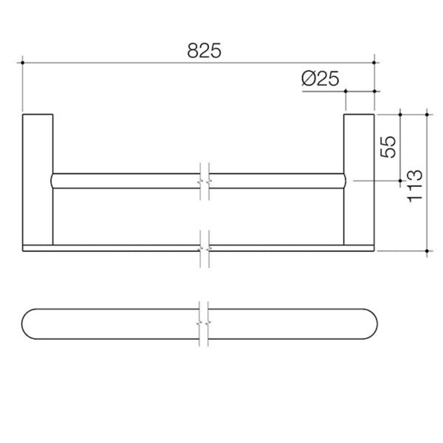 Caroma Urbane II Double Towel Rail 825mm Brushed Brass