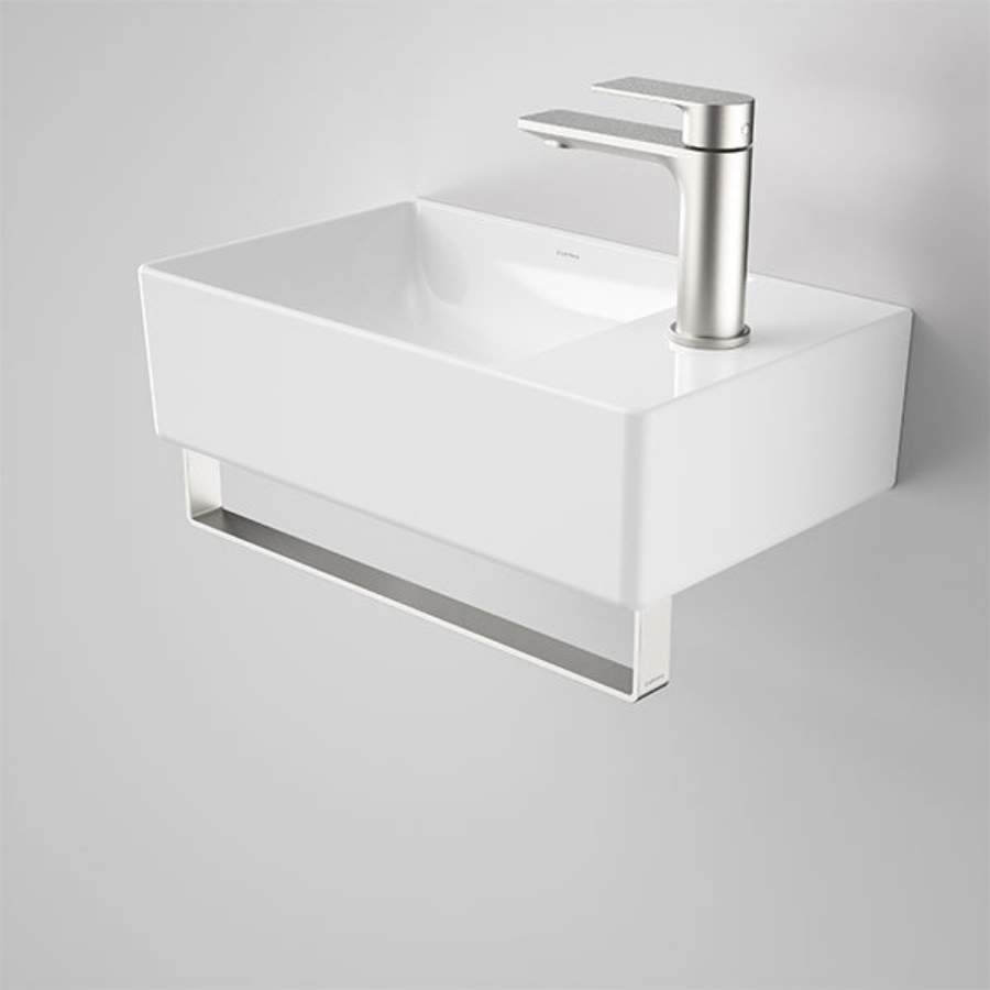 Caroma Urbane II Hand Wall Basin Integrated Rail Brushed Nickel