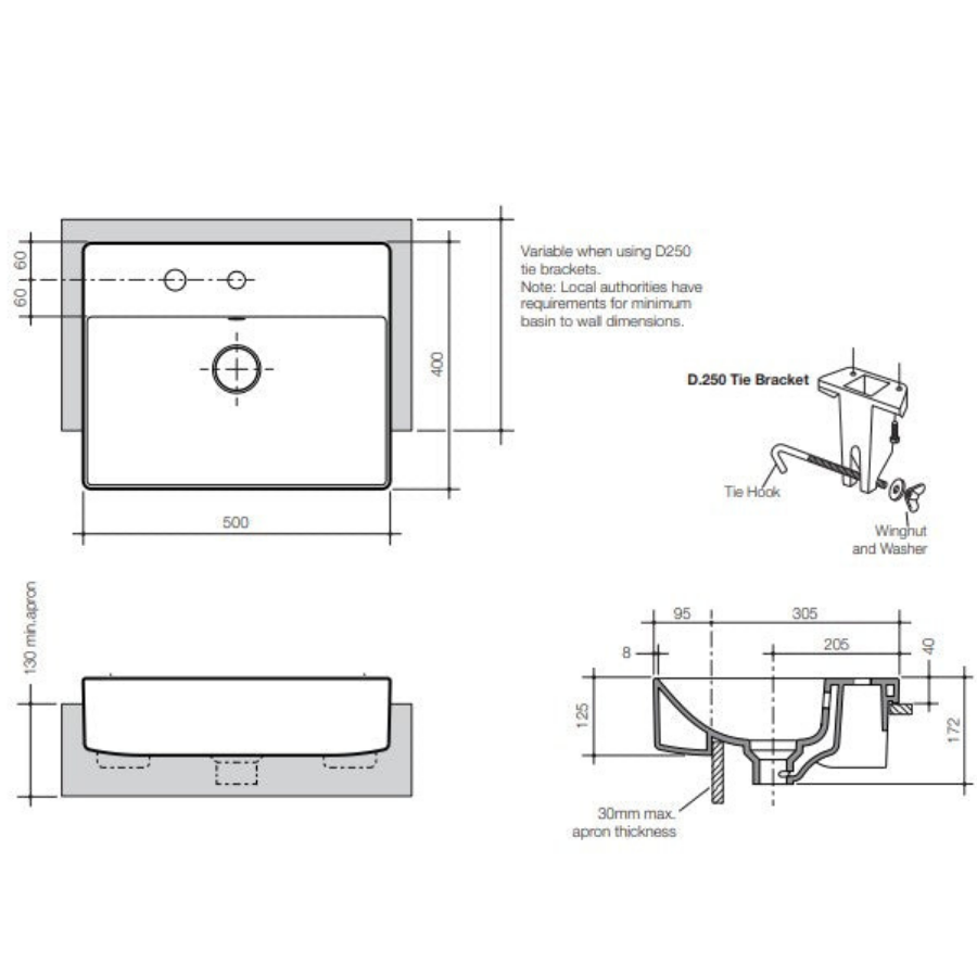 Caroma Urbane II Semi Recessed Basin