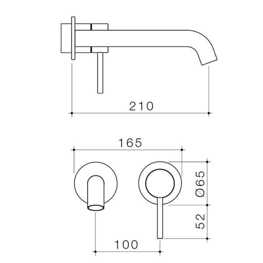Caroma Liano II Wall Basin/Bath Mixer Set Gunmetal