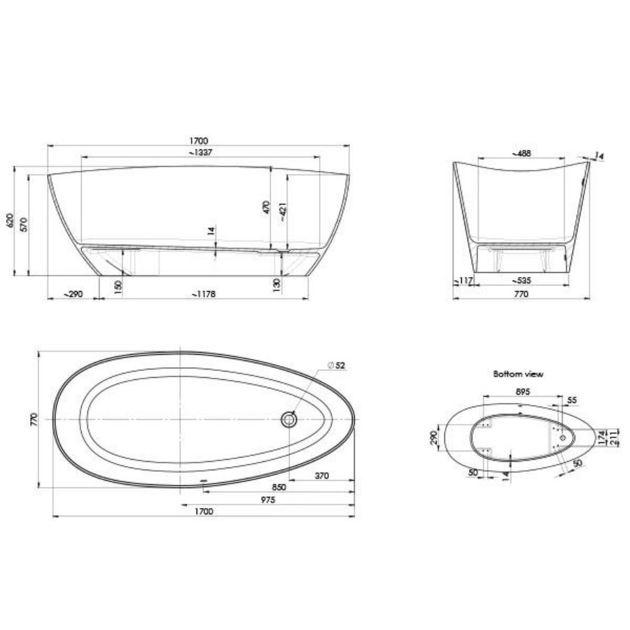 ADP Tranquil Gloss Finish Freestanding Bath