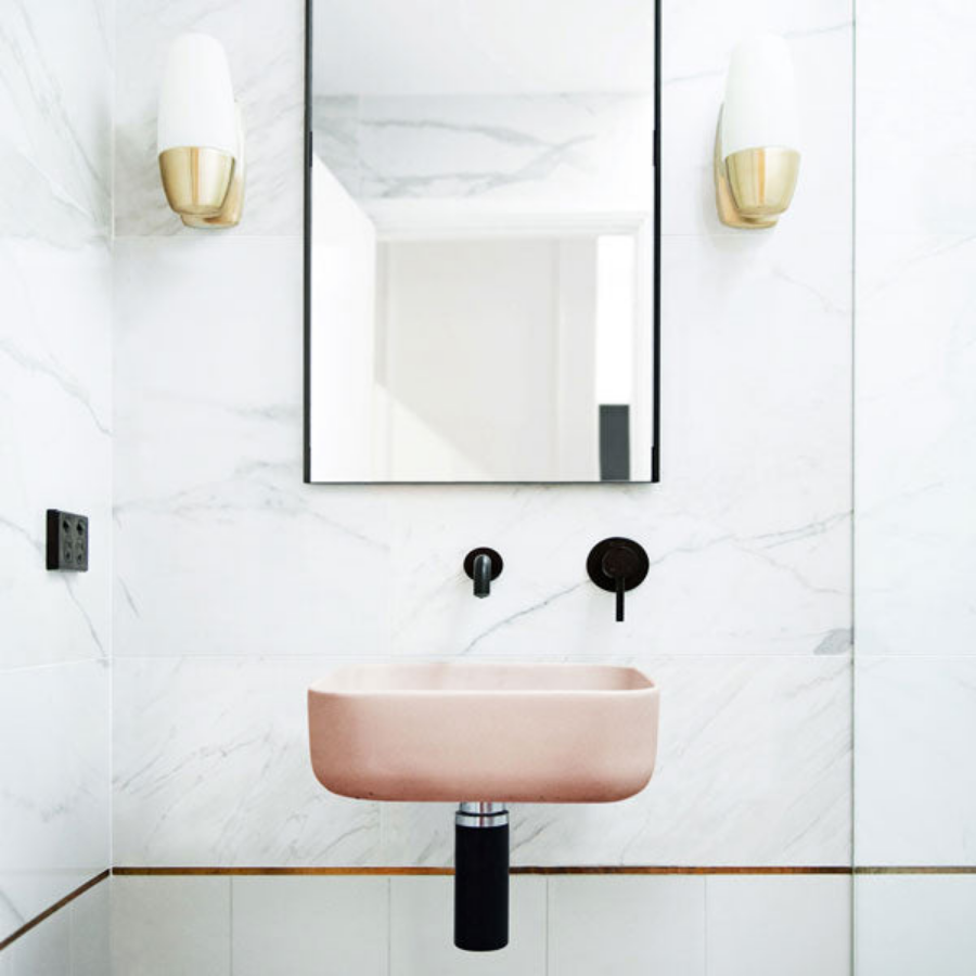 Nood Co Cube Basin Wall Hung Blush Pink