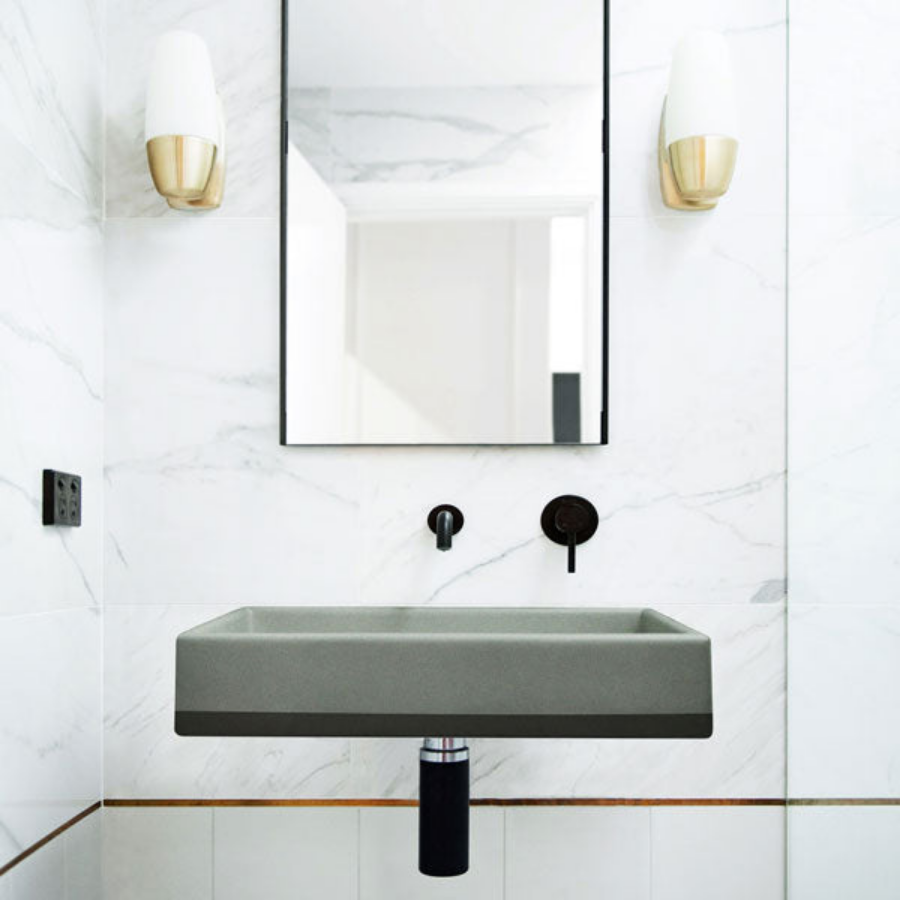 Nood Co Box Basin Two Tone Wall Hung Mid Tone Grey