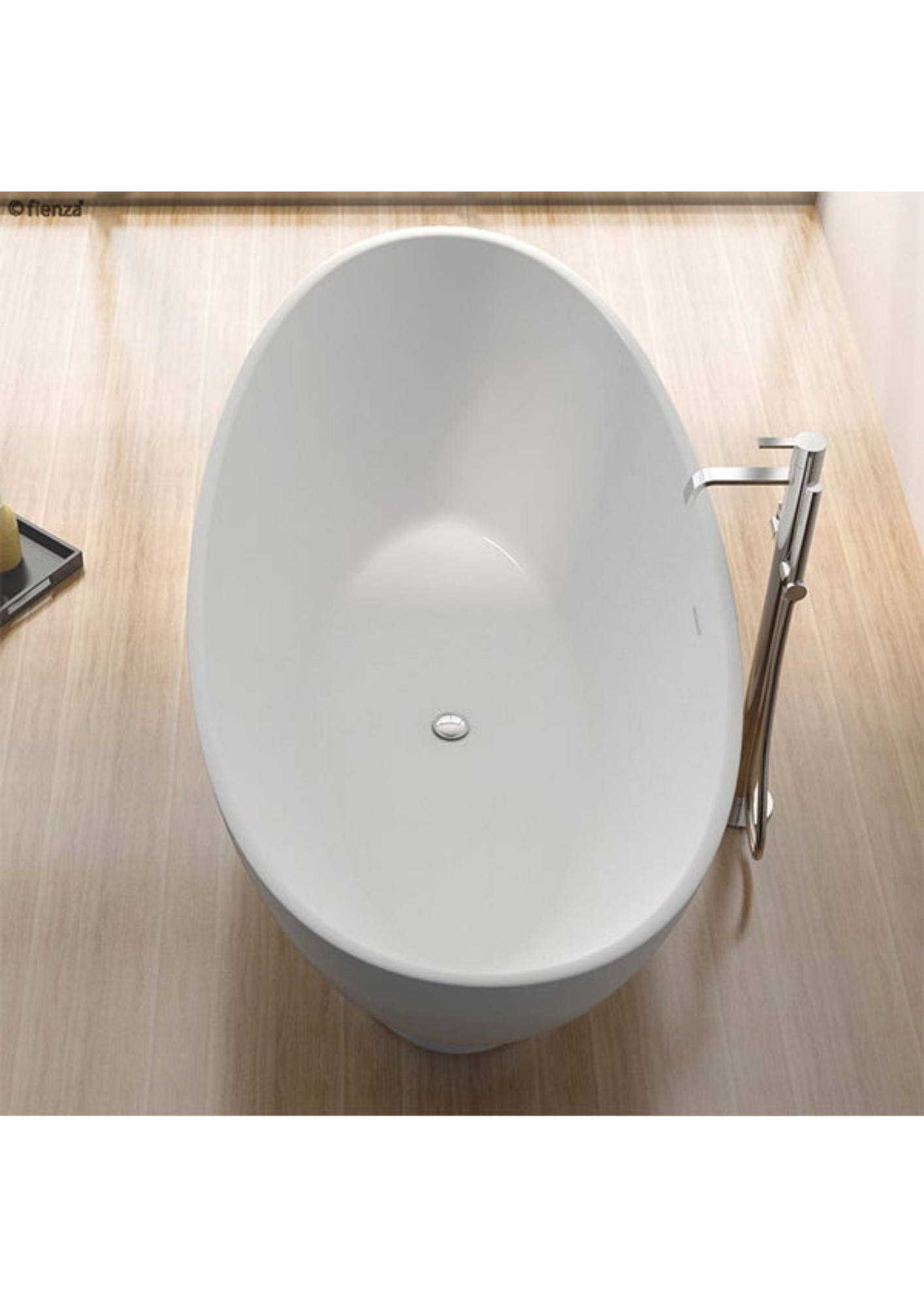 Fienza Antonia Matte White Stone Freestanding Bath 1550mm