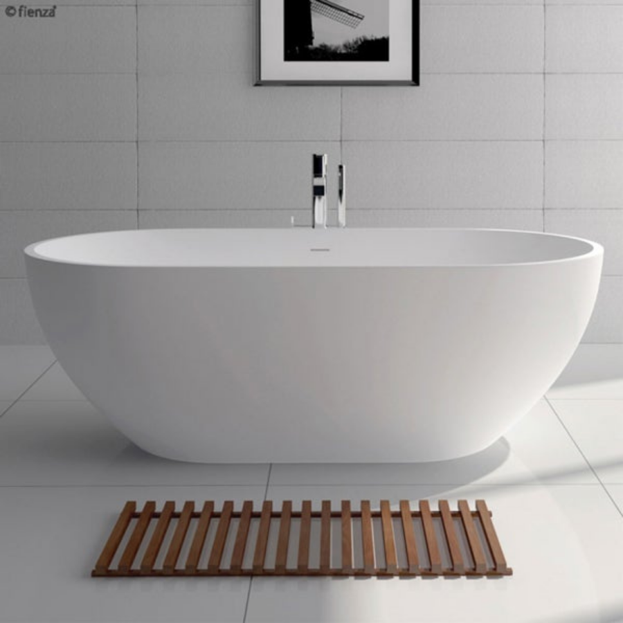 Fienza Nero Cast Stone Solid Surface Bath, 1400mm