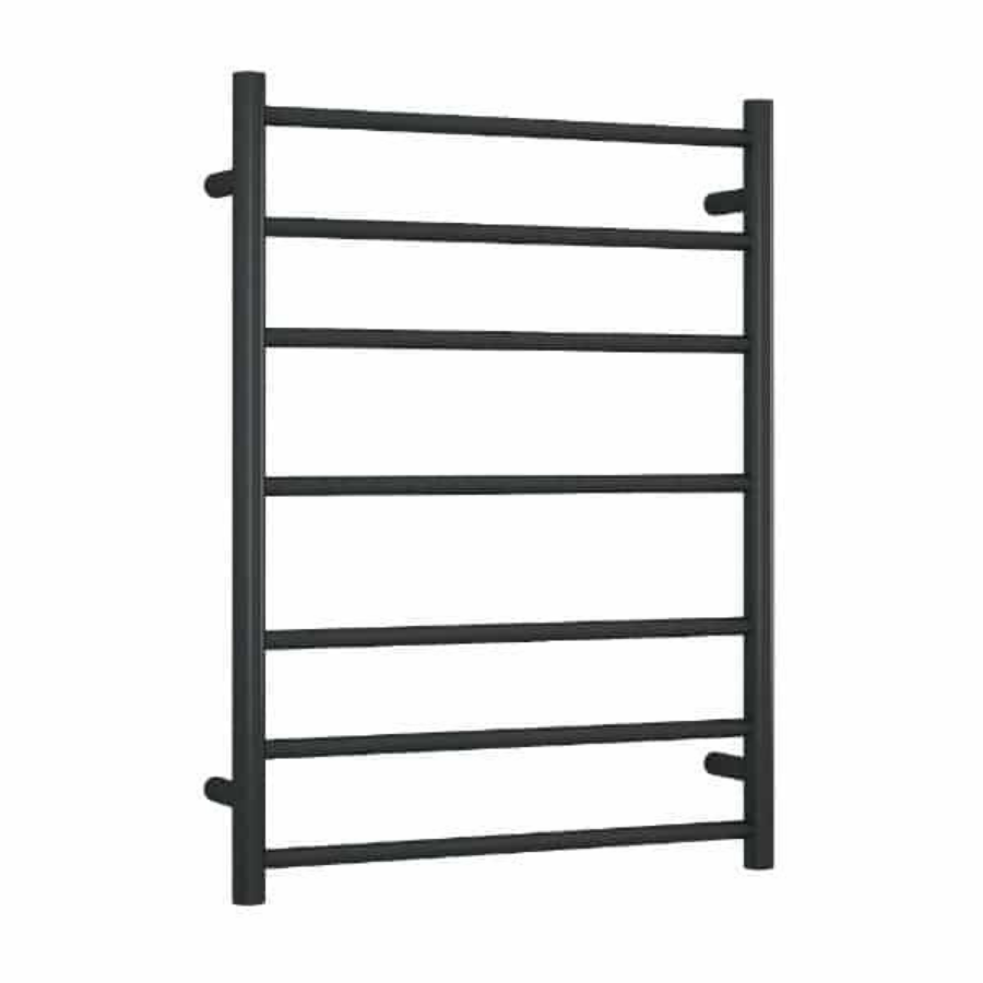 Thermogroup 7 Bar Thermorail Matte Black Straight Round Heated Towel Ladder 600mm