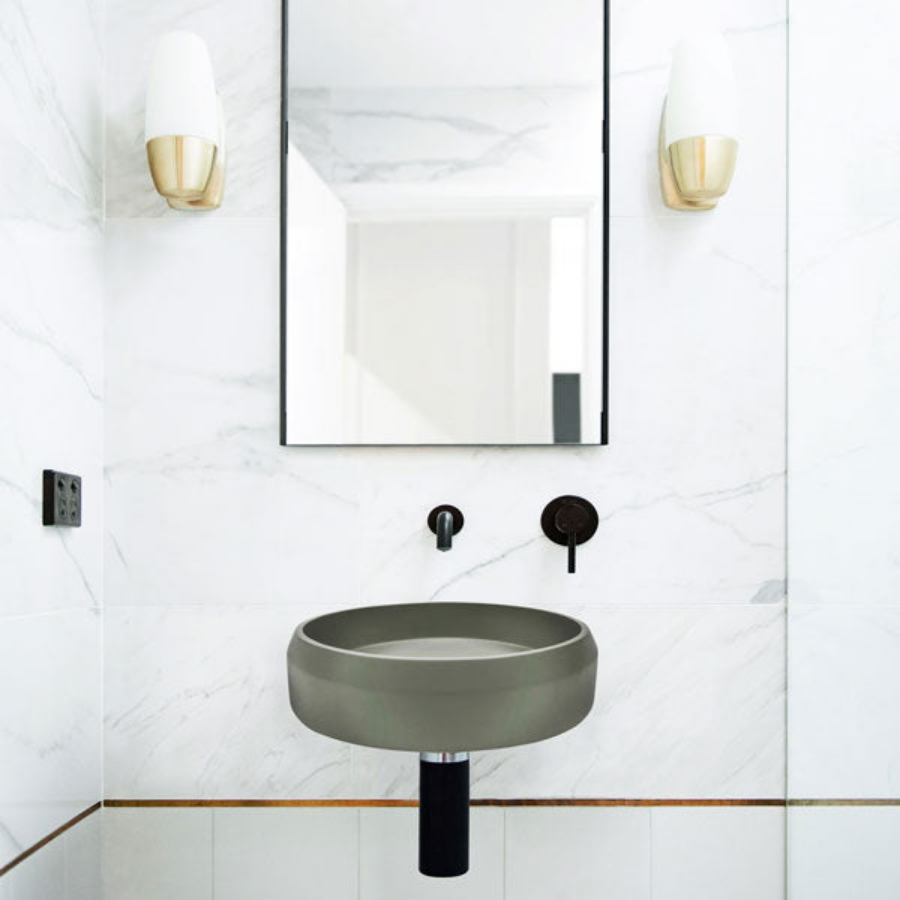 Nood Co Prism Basin Circle Wall Hung Mid Tone Grey