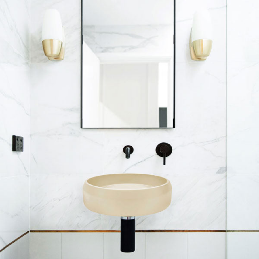 Nood Co Prism Basin Circle Wall Hung Custard