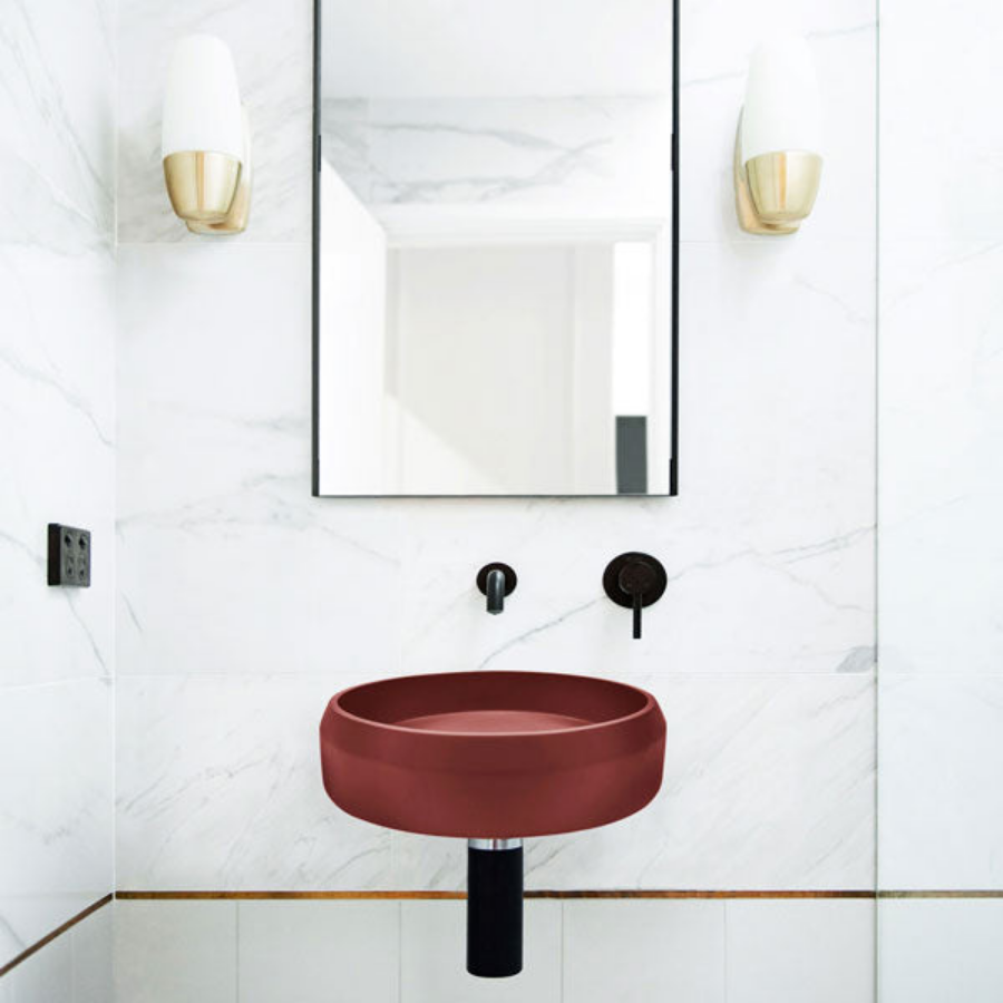 Nood Co Prism Basin Circle Wall Hung Clay