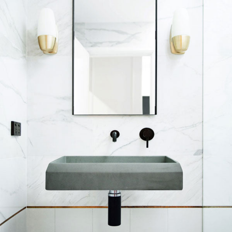 Nood Co Prism Rectangle Basin Wall Hung Mid Tone Grey