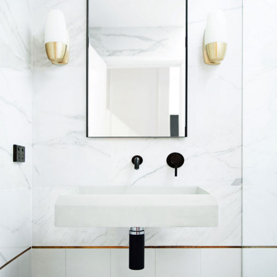 Nood Co Prism Rectangle Basin Wall Hung Ivory