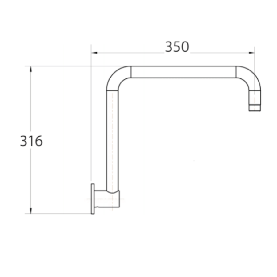 Fienza Round Fixed Gooseneck Shower Arm - Matte Black
