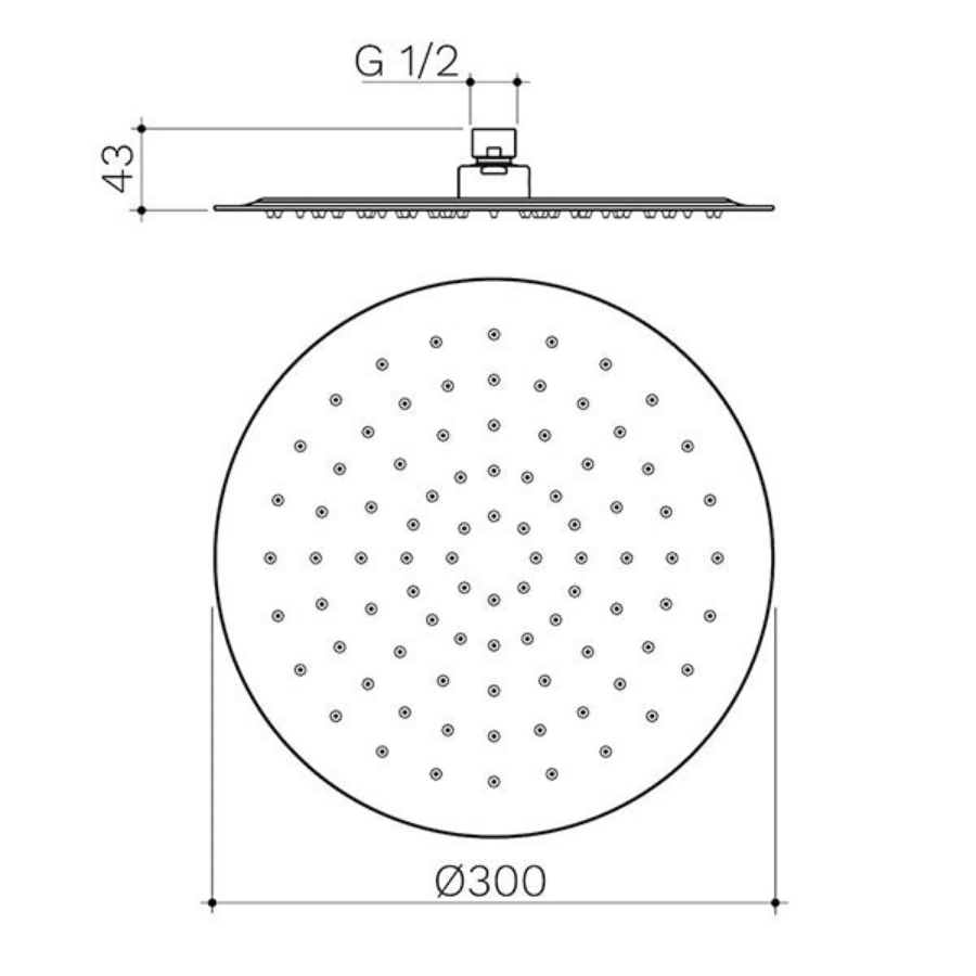 Caroma Urbane II Round Rain Shower Head 300mm Gunmetal