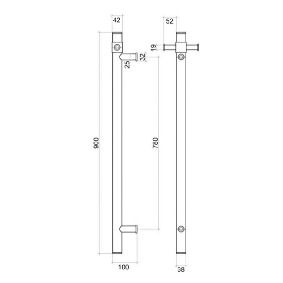 Thermogroup 12V Straight Round Vertical Single Bar Heated Towel Rail Matte Black