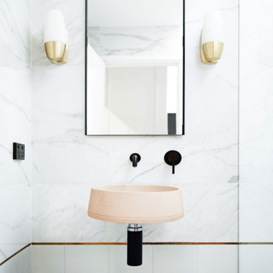 Nood Co Funl Basin Wall Hung Pastel Peach