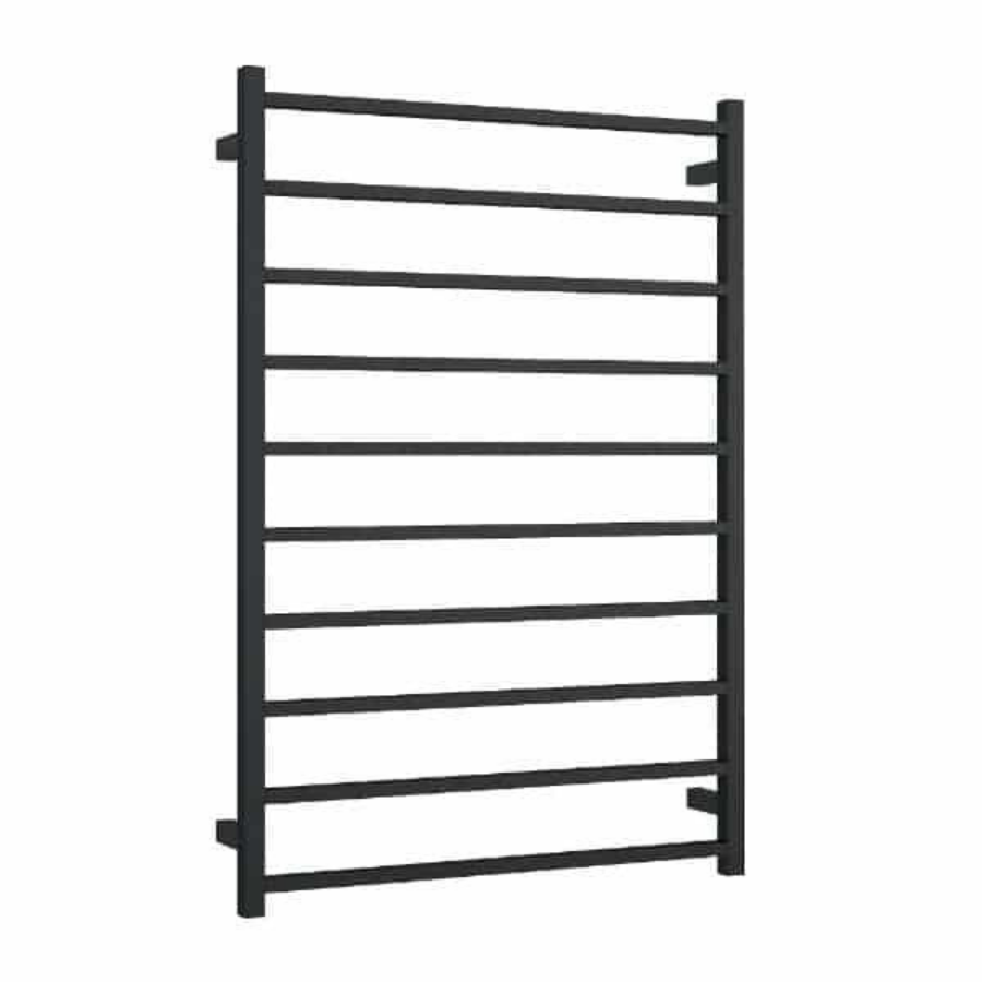 Thermogroup Wide 10 Bar Thermorail Matte Black Straight Square Heated Towel Ladder 800mm