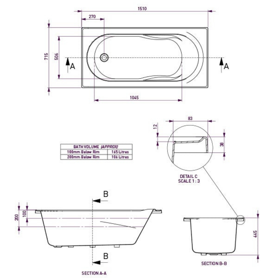 Decina Adatto Inset Bath