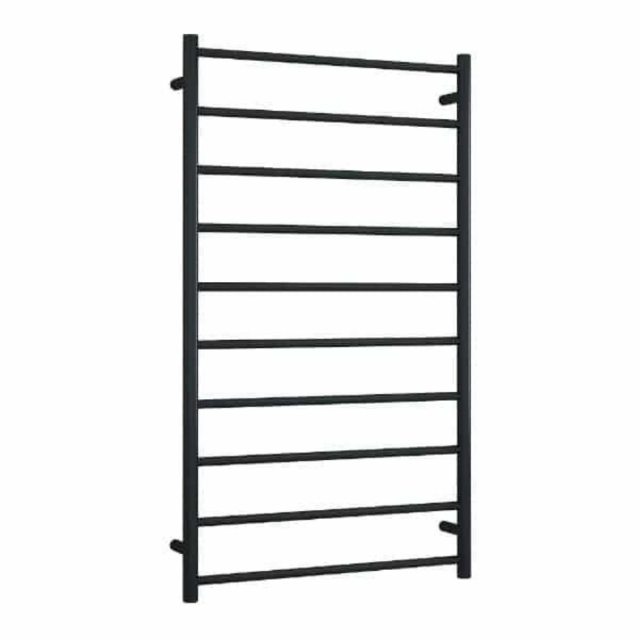 Thermogroup Wide 10 Bar Thermorail Matte Black Straight Round Heated Towel Ladder 700mm