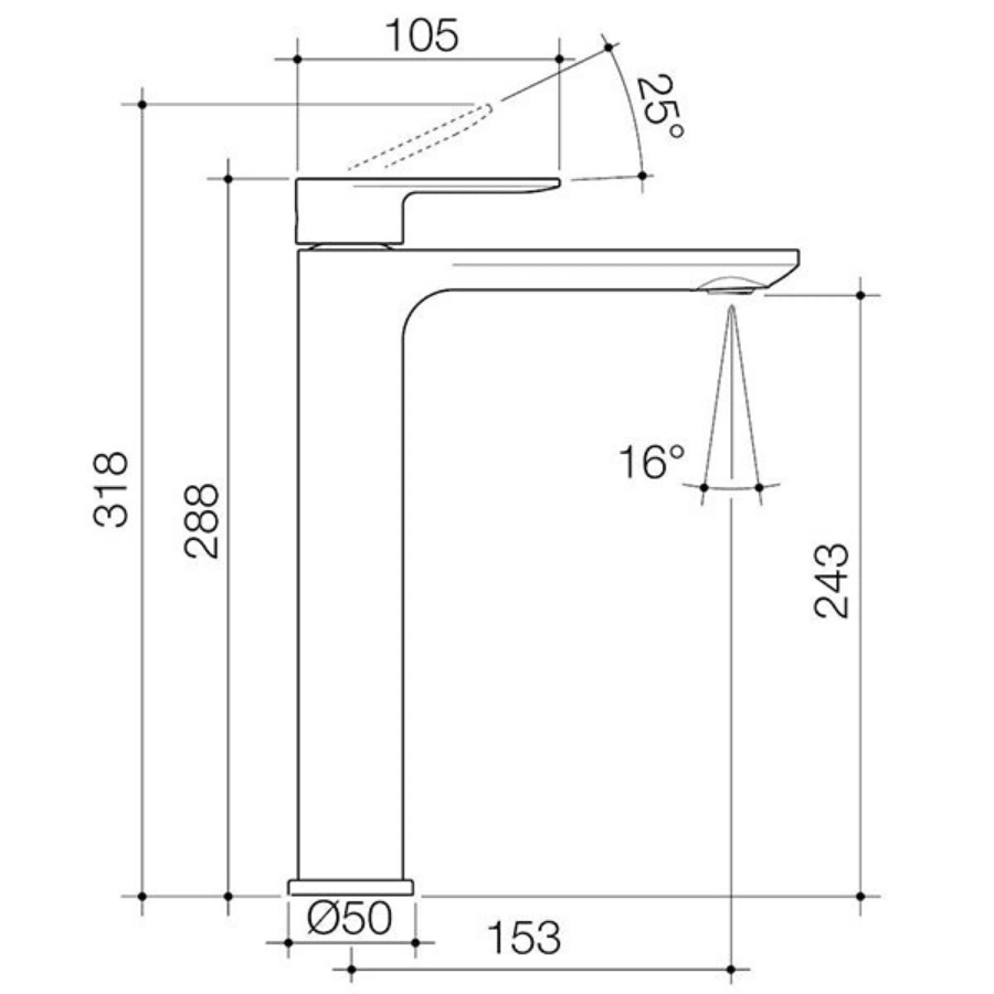 Caroma Urbane II Tower Basin Mixer Brushed Nickel
