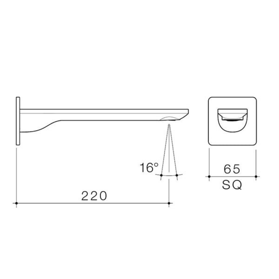 Caroma Urbane II Square 220mm Basin/Bath Outlet Matte Black